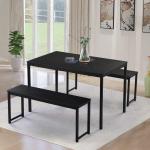 Black 47.3 Length 3 Piece Dining Room Sets With Bench Space Saving