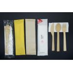 Hotel Restaurant Bamboo Knives Forks And Spoons Set Long 168mm Natural Color for sale