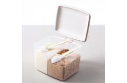 China Salt Chicken Essence 2 Compartment Kitchen Seasoning Box With Spoon supplier
