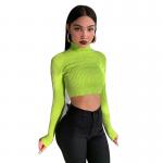 Turtleneck Navel Tops Women's Long Sleeve Crop Top