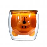 Heat Resistant Bear Handmade 250ml Double Wall Glass Mug for sale