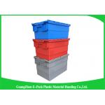 Industrial Plastic Attached Lid Containers , 600*400mm Assorted Height
