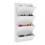 Household Furniture metal shoe storage cabinet White 4 Layers for sale