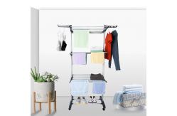 China Adjustable 3 Layers Foldable Clothes Drying Rack Stainless Steel Frame supplier