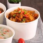 1100ml Paper Dessert Bowls Food Packaging Noodle Salad Container 66mm for sale