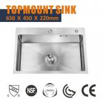 NANO 33x19 Single Bowl Drop In Kitchen Sink  , Cabinet High End Stainless Steel Sinks 18 Gauge for sale
