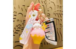 China Ice Cream Cute Rabbit Keychain Charms Silicone Stationery Style Purse Handbag Charms supplier