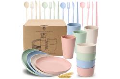 China 28pcs Household Kitchen Flatware Sets ODM Wheat Straw Tableware Set supplier