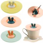 Silicone Cup Lids Food Grade Rabbit Ear Silicone Cup Cover Anti-Dust Airtight Seal  Mugs Tea Cups Hot Cup Lid Coffee Cup for sale