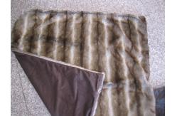 China Grade A Faux Fur Blanket Striped Gray Chinchilla With Micro Mink Back supplier