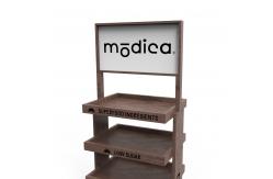 China Wooden 5 Layers Cocktail Display Stand with Wheels for Stores supplier