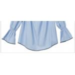 Elastic Belt Blue Polyester Cotton Ladies Strapless Dress