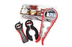 China 5 in 1 Multi Function Can Opener Bottle Opener Kit with Silicone Handle supplier