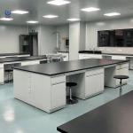 High Load Capacity Lab Island Bench With Sink Steel Frame Adjustable Height