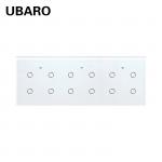 228*86mm Eu Standard 10A Tuya Smart Switch 12 Gangs Tempered Glass Panel Light Switch App Manual Control for sale