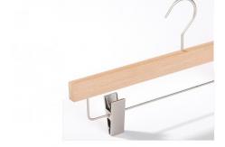 China Natural Lotus Wood Clothing Store Hangers With Clips For Displaying Pants supplier