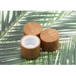 Cosmetic Bamboo Covered Plastic Screw Cap Cylinder 18mm 15mm For Bottles for sale