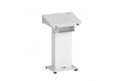 China White Office Height Adjustable Desk Electric Lift Podium With Movable Casters supplier