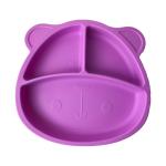 Baby Feeding Plate Set Silicone Customized Sizes Purple Bear Shape Eco Friendly Soft for sale