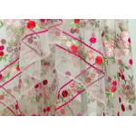 Floral Heavy Embroidered Lace Fabric , Polyester Mesh Fabric With Multi Color Embroidery for sale