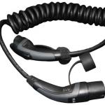 16A 1phase 3.6kW black/grey type 1 to type 2 TPU ev charging cable/spiral ev charging cables for sale