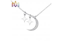 China Boho Style Hypoallergenic Moon And Star Pendant Necklaces With 55CM Chain supplier