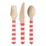 Biodegradable Disposable Ebra Pattern Candy Strip Dyeing Wooden Cutlery For Picnics