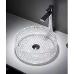 12mm Table Top Hand Wash Basin 15.5 Inch Transparent Crystal Round Bathroom Sink Basin Bowl for sale