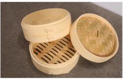 China Custom 6-10inch Natural Bamboo Dumpling Steamer 2 Tiers With Lid supplier