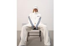 China Zip Up Track Hiphop Windproof Soft Stripe Design Casual Stand Up Collar Jacket supplier
