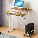 Office Home Height Adjustable Movable Computer Table With Wheels And Host