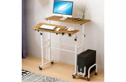China Office Home Height Adjustable Movable Computer Table With Wheels And Host supplier