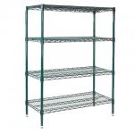 Adjustable Commercial Shelving Green Epoxy Coated 4 Shelves Waterproof Surface for sale