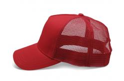 China 5 panels Trucker Cap Red Customizable With Adjustable For Unisex supplier