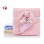 75X100cm Breathable Thick Toddler Blanket , Toy Baby Blanket Minky Dot Velboa Hand Bell for sale
