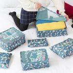 6 Pieces Polyester Travel Bag Set Clothing Shoes Cosmetic Luggage Organizer Set for sale