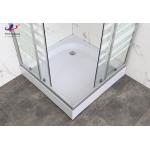 Durable Square Shower Enclosure With White Block Striped Glass And Aluminium Frame