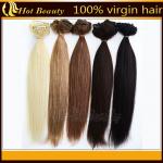 Black 100% Human European Straight Real Hair Clip In Hair Extensions No tangle for Women for sale