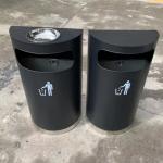 Large Capacity Half-round Shopping Mall Supermarket Standing Aisle Against the Wall Elevator Door Smoke Bucket Trash Can for sale