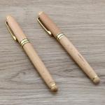 Eco Friendly Beech Wood Fountain Pen Brass Accessories For Business Gifts Friends for sale