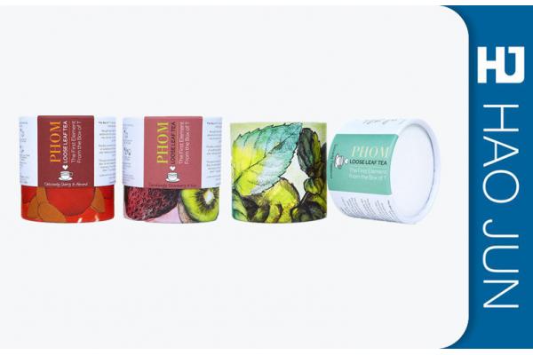 Custom Cardboard Cylinder Tubes Box Glossy Lamination For Tea Package