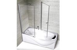 China Tempered Glass Waterproof Bathroom Shower Partition Two Folding Racks supplier
