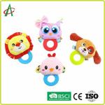 ASTM Handcrafted Nontoxic Baby Plush Rattle With Teether