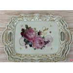 Food Grade Plastic 15 Inch Melamine Serving Tray With Handle for sale