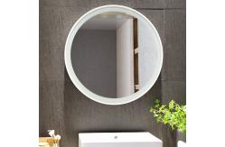 China Smart Private Label Round Lighted Bathroom Mirror With Clock Ice Flower Frosted supplier