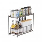 2 Tiers Iron Wire Kitchen Storage Rack Under Sink Organizer Sliding Storage Basket for sale