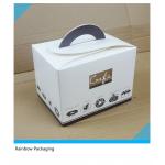Beautiful Foldable Cake Packaging Box Silver Art / Kraft Paper With Handle