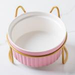Ceramic Double Bowl Water Bowl High Foot Cat Food Bowl Drinking Bowl Pet Bowl Oblique Mouth Food Bowl Supplies for sale