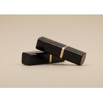 Cuboid Black Lip Balm Tubes Screen Printing Surface Gold Aluminum Ring In Middle