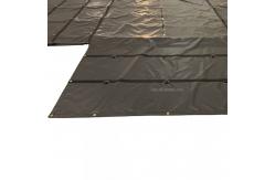 China Black PVC Tarpaulin Fabric 14oz 16x27 4x8ft Lumber Tarps For Flatbed Truck supplier